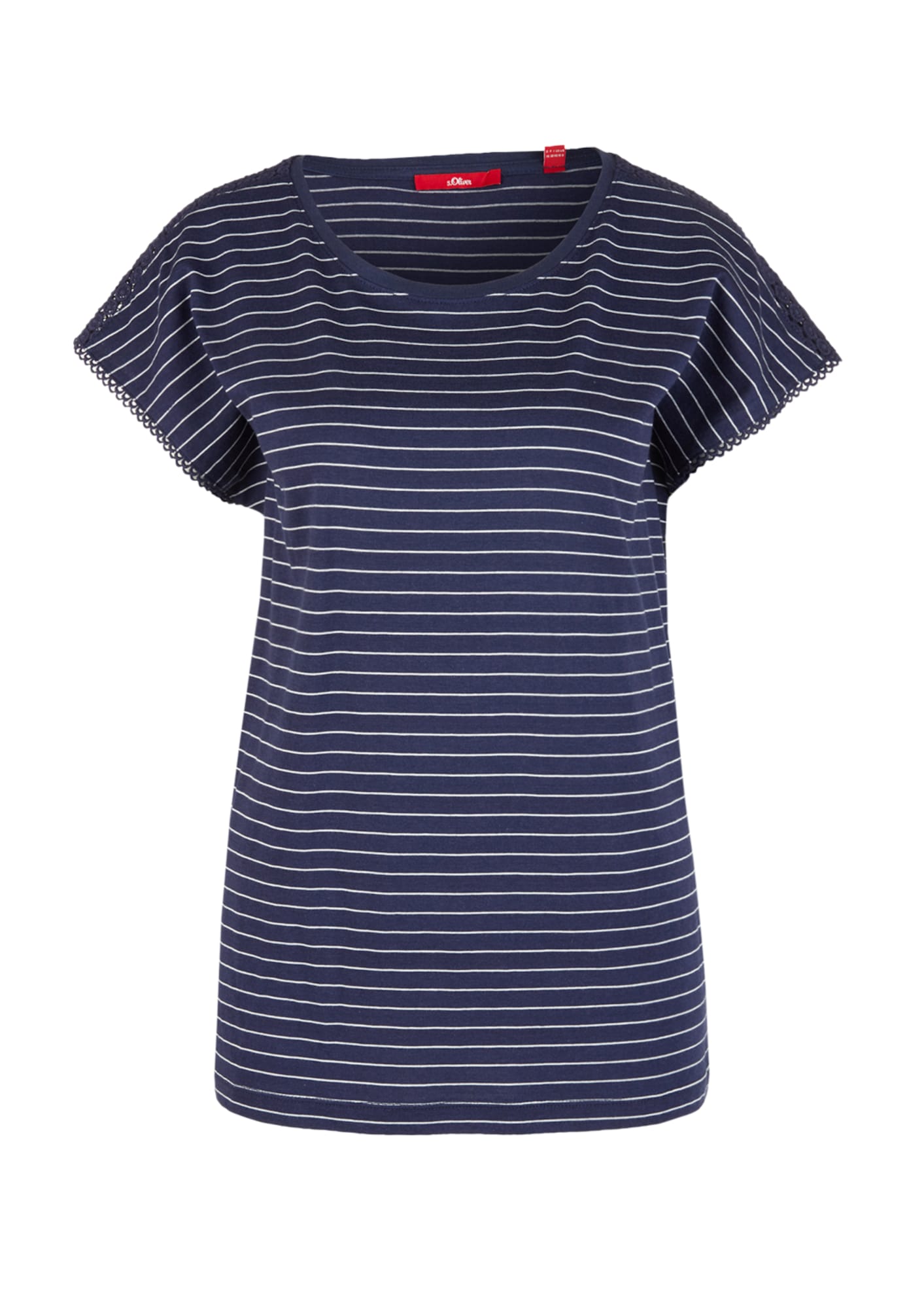 S.Oliver Tricou  albastru închis / alb