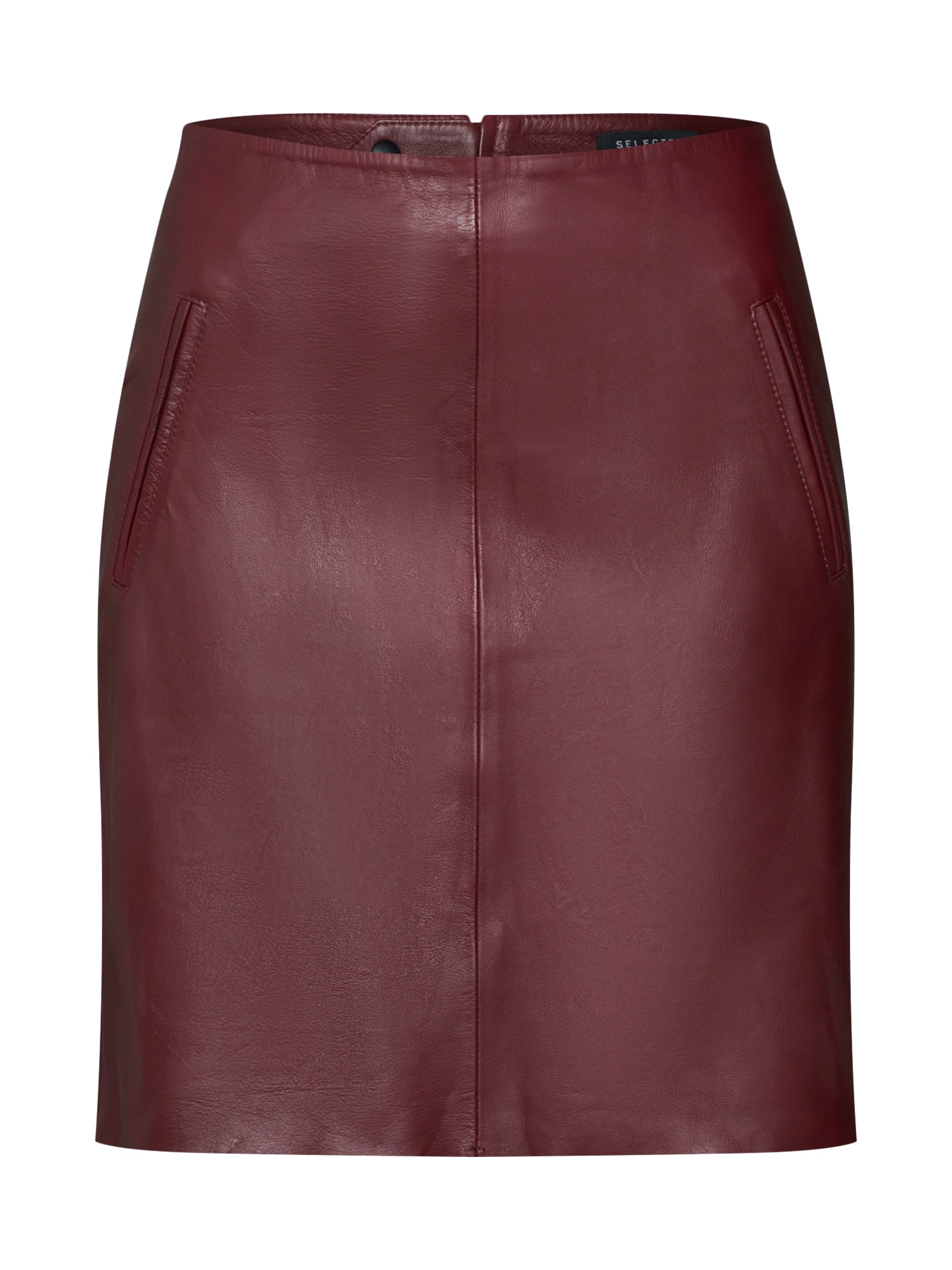 SELECTED FEMME Fustă 'SLFNINI MW LEATHER SKIRT B'  roșu vin