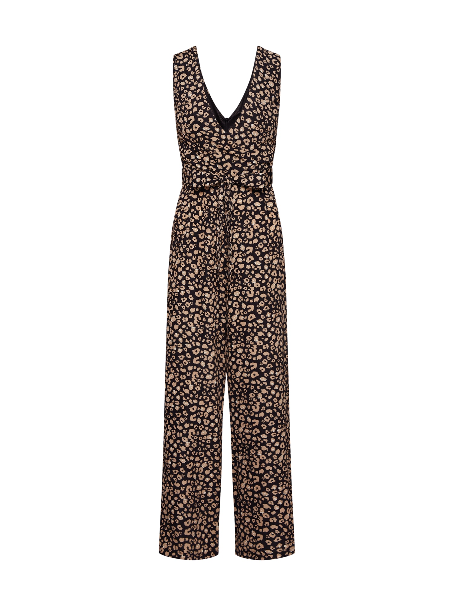 Mela London Salopeta 'LEOPARD PRINT V NECK JUMPSUIT' bej / negru