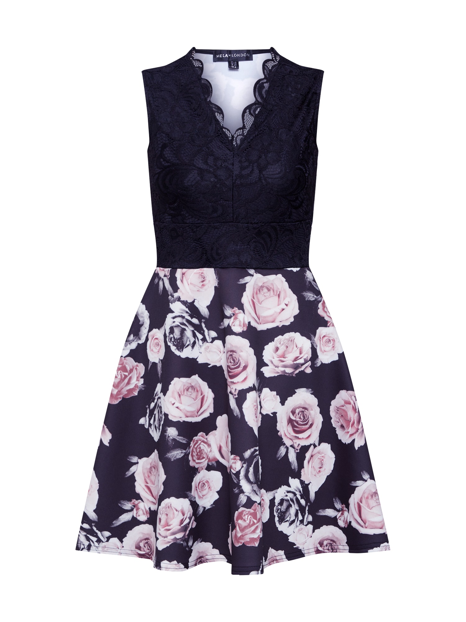 Mela London Rochie 'LACE TWO TONE DRESS'  negru