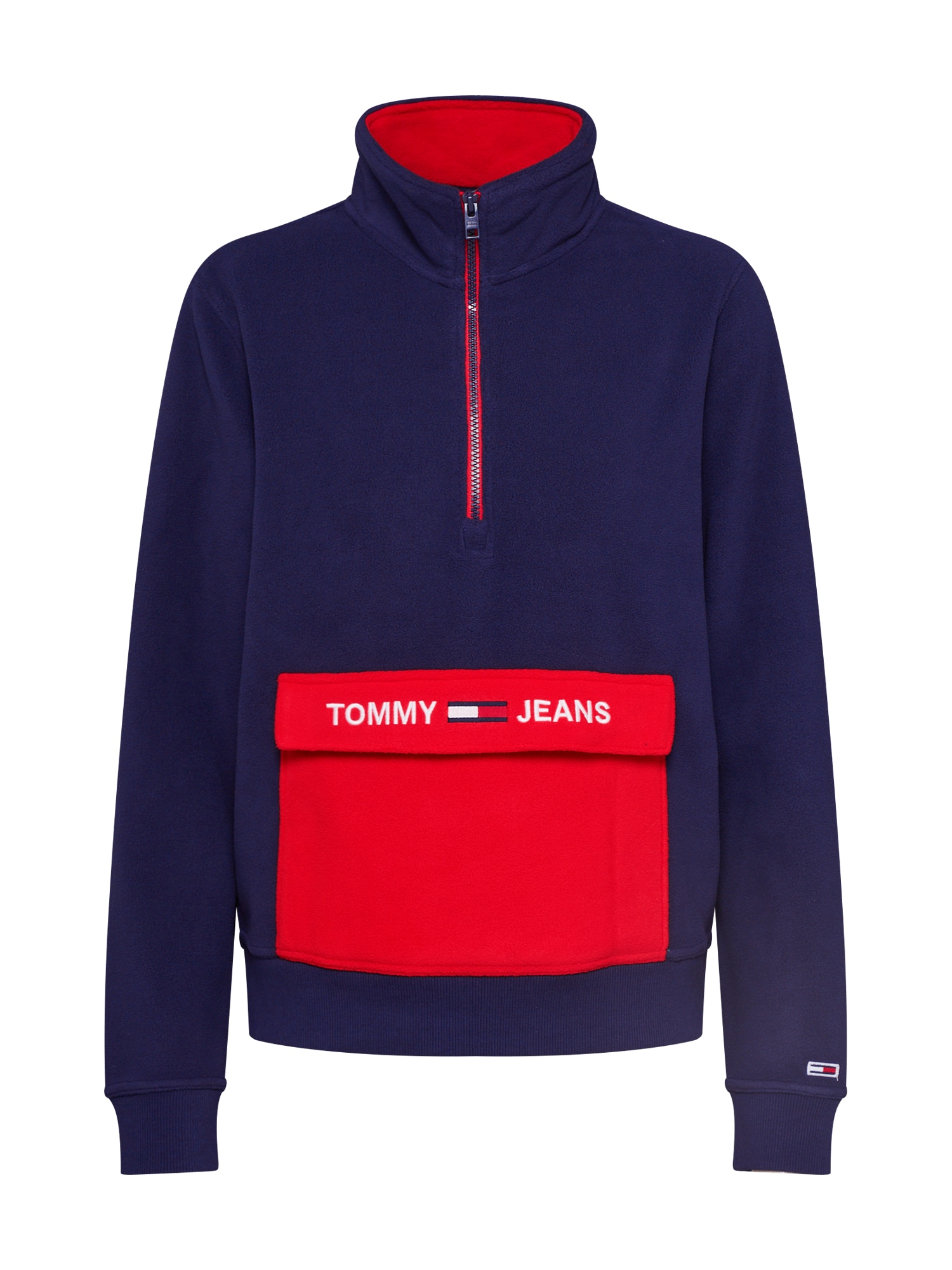 Tommy Jeans Bluză de molton 'COLORBLOCK POLAR HALF ZIP DE'  navy / roz / roșu