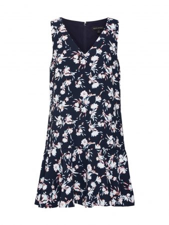 Banana Republic Rochie 'SL V-NECK FLOUNCE PRINTED SHIFT DRESS'  navy