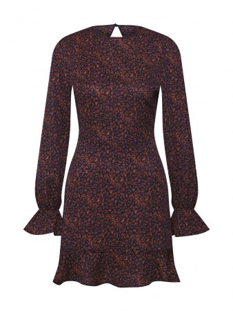 Missguided Rochie 'Leopard Print Open Back Frill'  negru