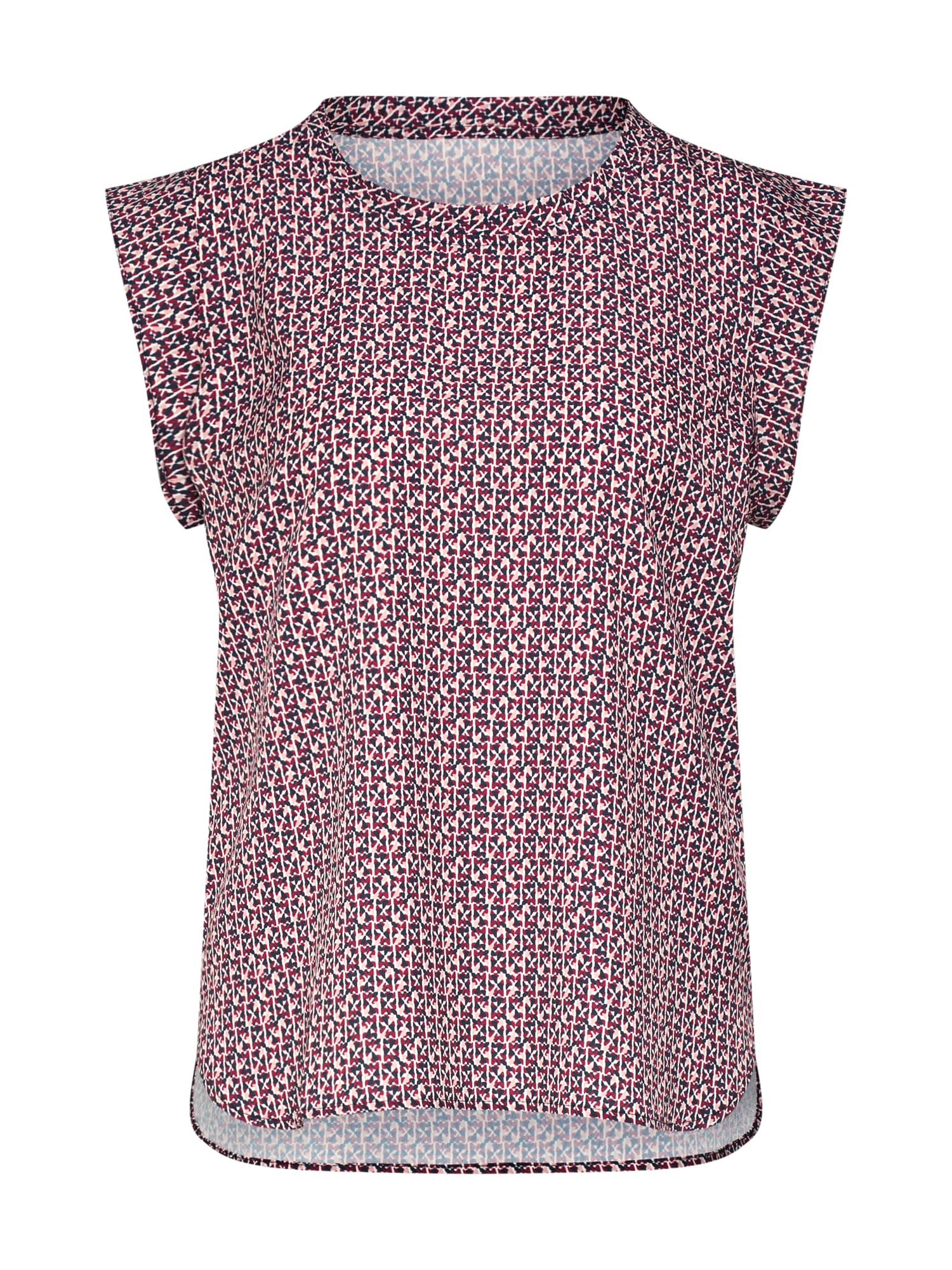 DKNY Bluză 'FOUNDATION - PRINTED FLUTTER CAP SLEEVE TOP'  navy / bordeaux