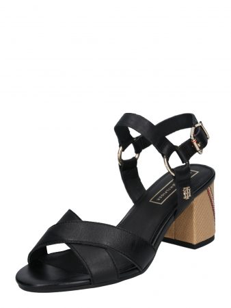 TOMMY HILFIGER Sandale 'Elevated'  maro / negru