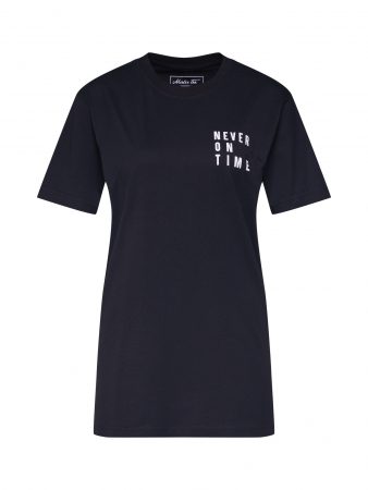 Merchcode Tricou 'Never On Time'  negru / alb