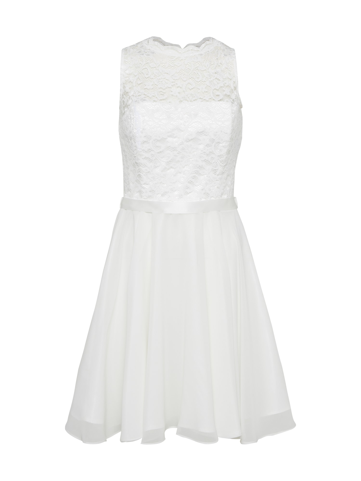 SWING Rochie de cocktail 'Cocktailkleid mit Spitzenoberteil'  alb