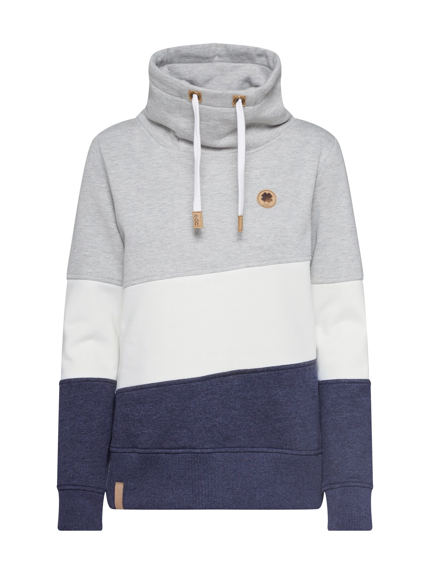 EDC BY ESPRIT Bluză de molton  navy / gri deschis / alb