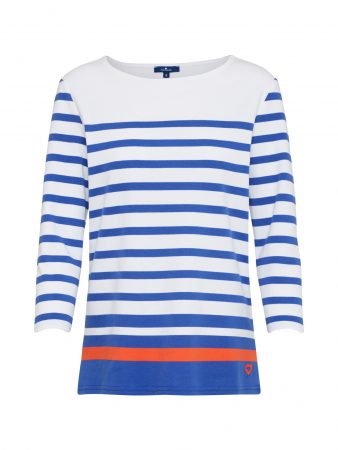 TOM TAILOR Tricou  albastru închis / portocaliu / alb