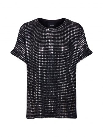 OBJECT Tricou 'SOLA'  negru / argintiu