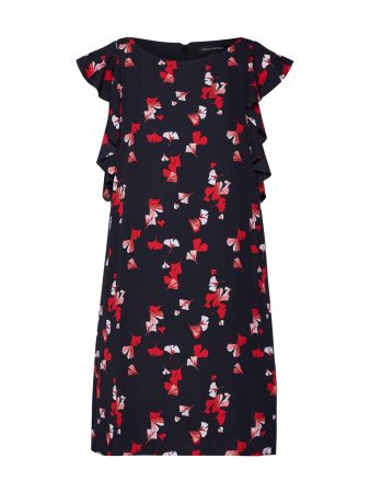 Banana Republic Rochie 'SL PRINT RUFFLE SHOULDER SHIFT'  negru