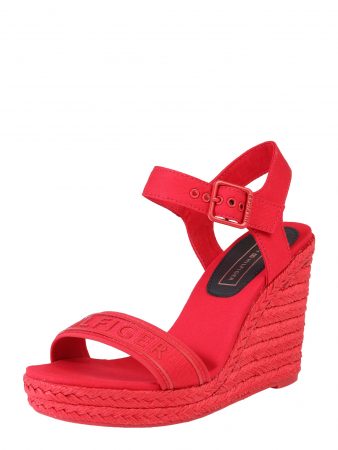 TOMMY HILFIGER Sandale cu beretă 'COLORFUL TOMMY WEDGE SANDAL'  roșu