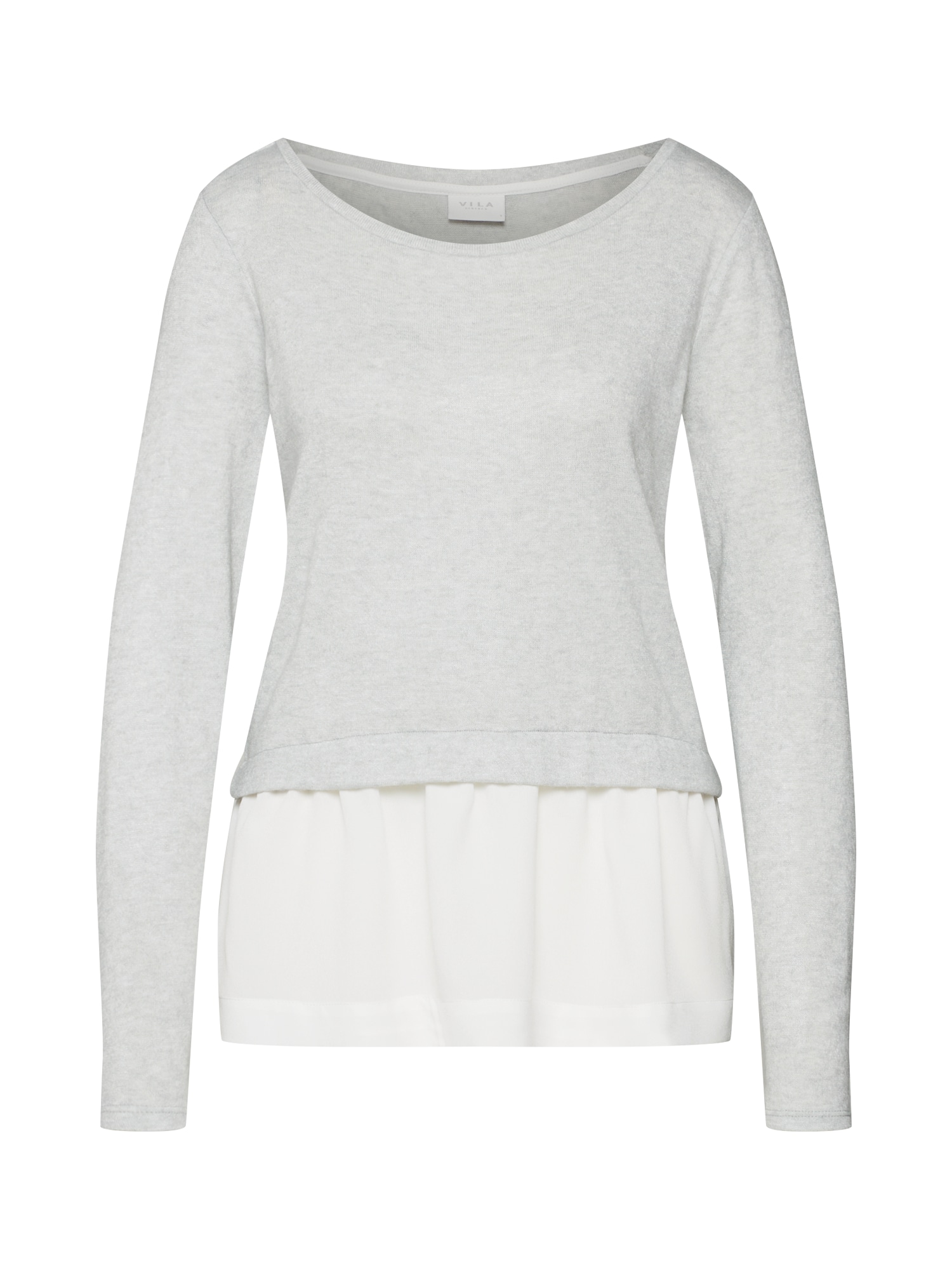 VILA Tricou 'VITATIANA L/S' gri / alb