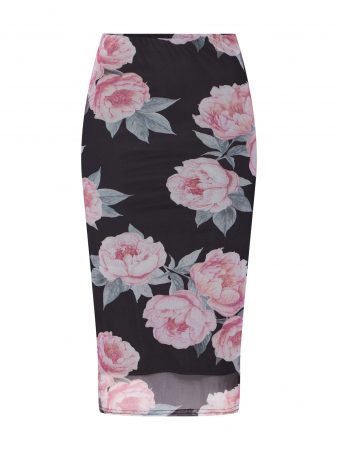 NEW LOOK Fustă 'GO PEARL BLOOM MESH INSERT SKATER'  roz / negru