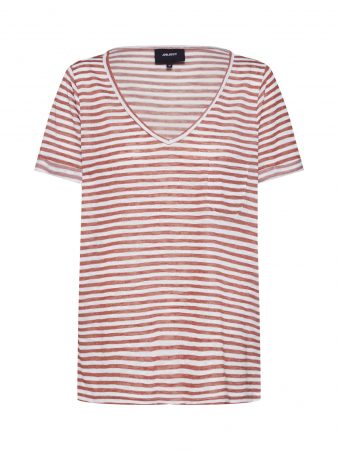 OBJECT Tricou 'TESSI'  maro ruginiu / alb