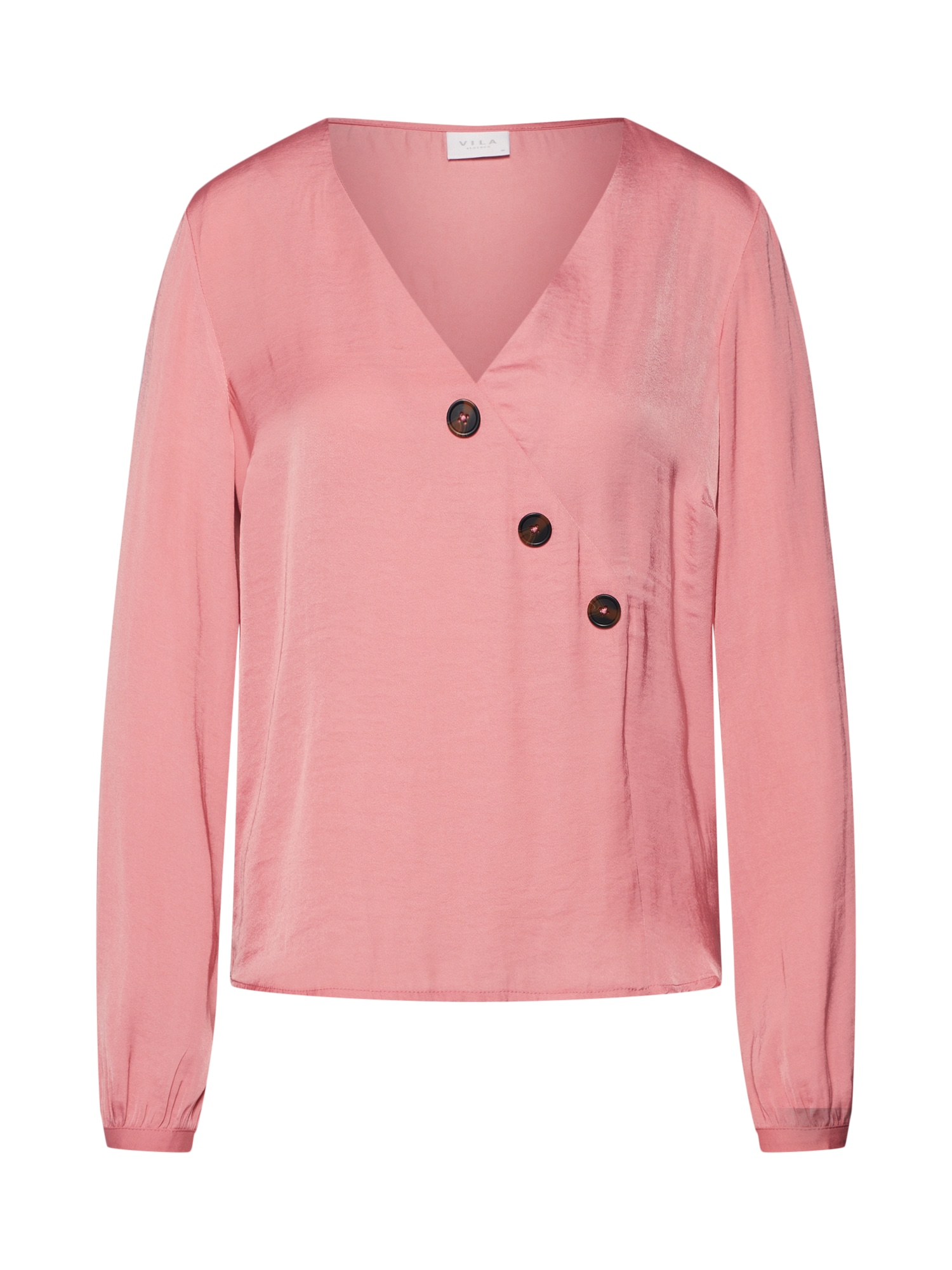 VILA Bluză 'VIALLIA L/S BUTTON TOP TB'  roz