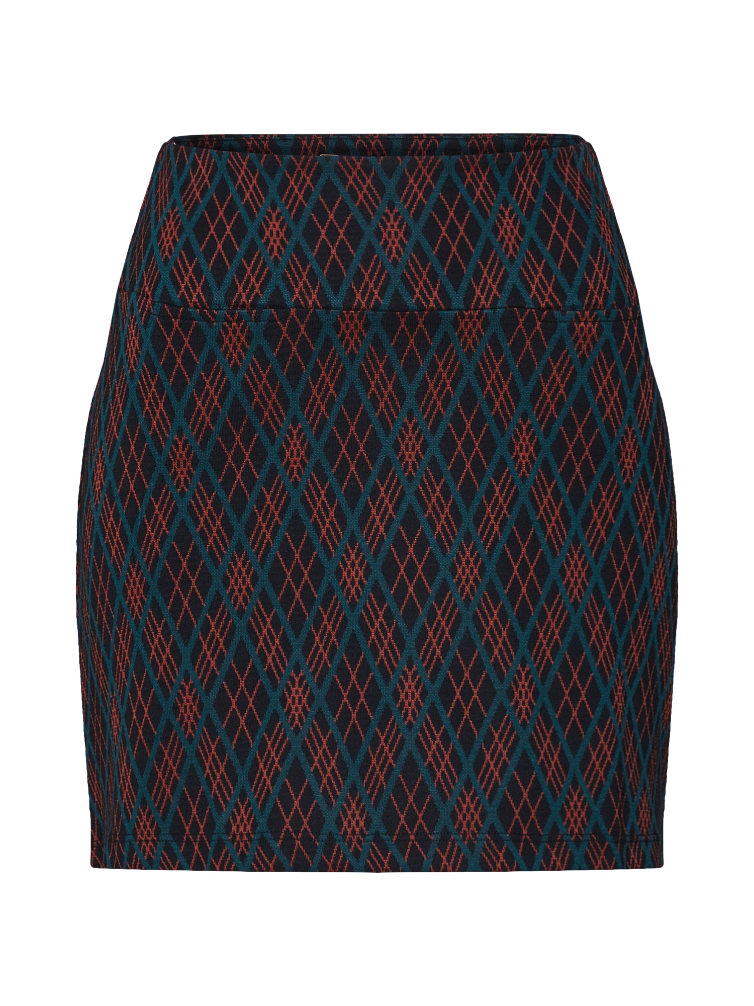 King Louie Fustă 'Olivia Skirt Argyle' petrol / roșu orange / negru