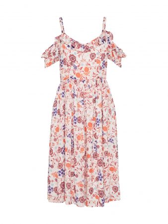 Yumi Rochie de vară 'SWIRL LACE COLD SHOULDER'  crem / portocaliu / roșu vin