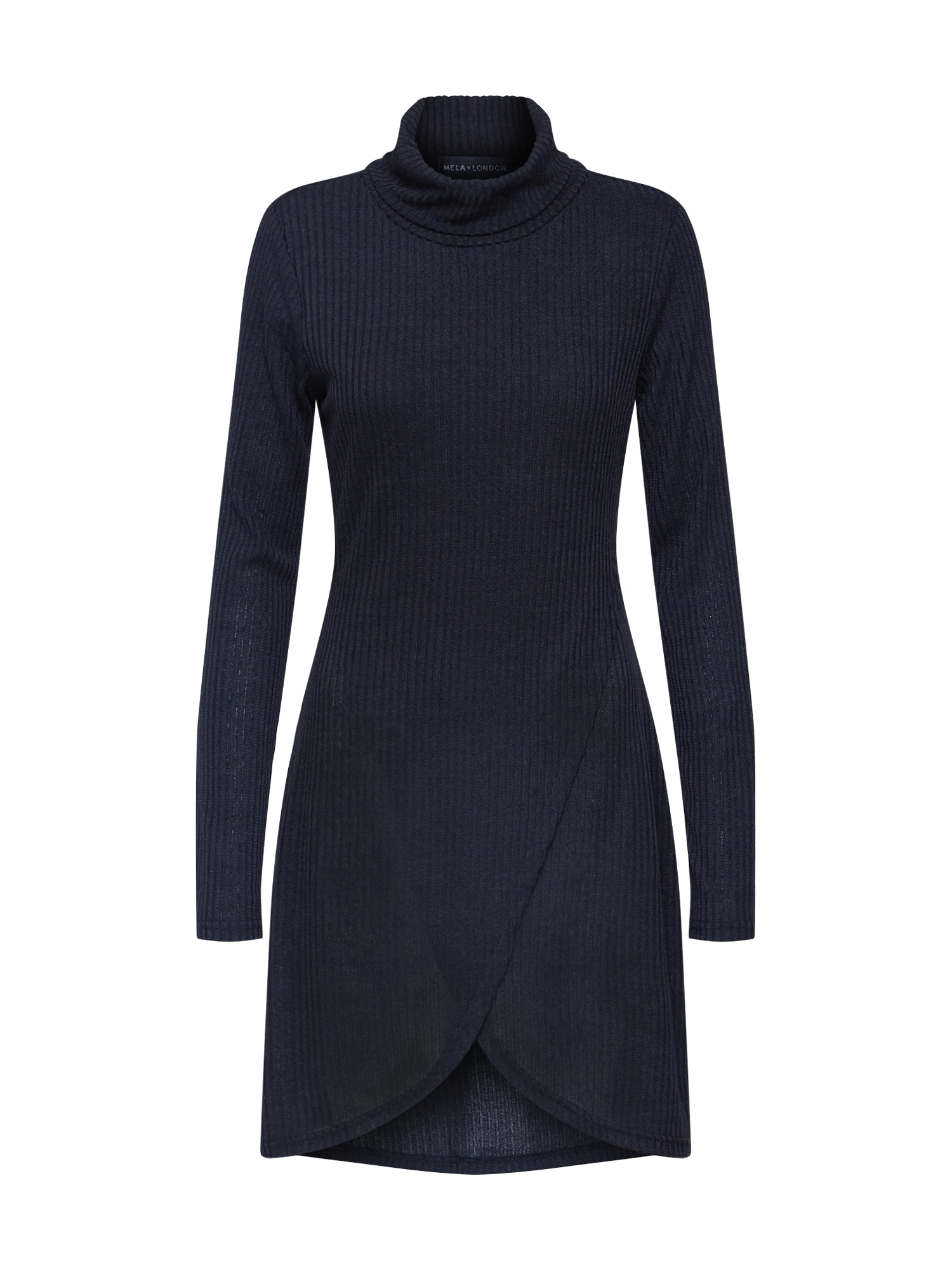 Mela London Rochie 'ROLL NECK RIBBED JUMPER DRESS' negru