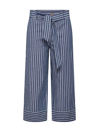 EDC BY ESPRIT Pantaloni  albastru închis / alb