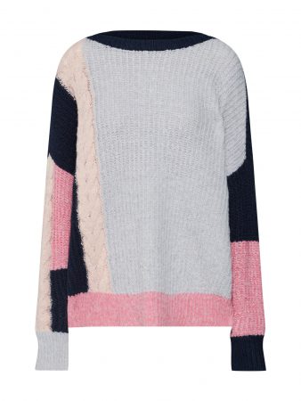OBJECT Pulover  albastru / roz / alb