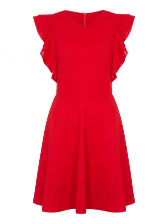 Mela London Rochie de vară 'SIDE RUFFLE V NECK DRESS'  roșu