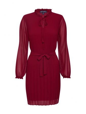Mela London Rochie 'LONG SLEEVE PLEATED BELTED DRESS'  roșu