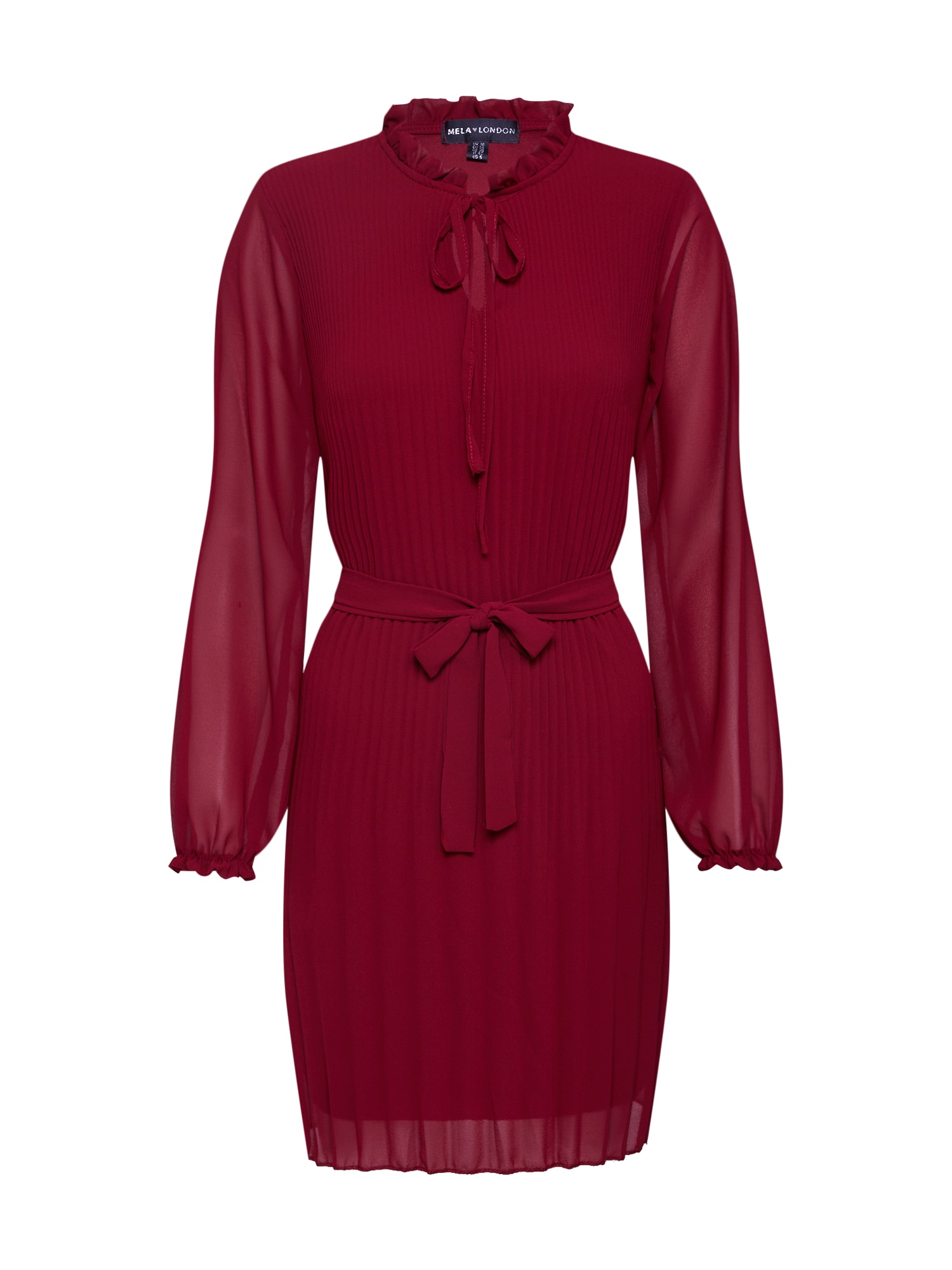 Mela London Rochie 'LONG SLEEVE PLEATED BELTED DRESS'  roșu