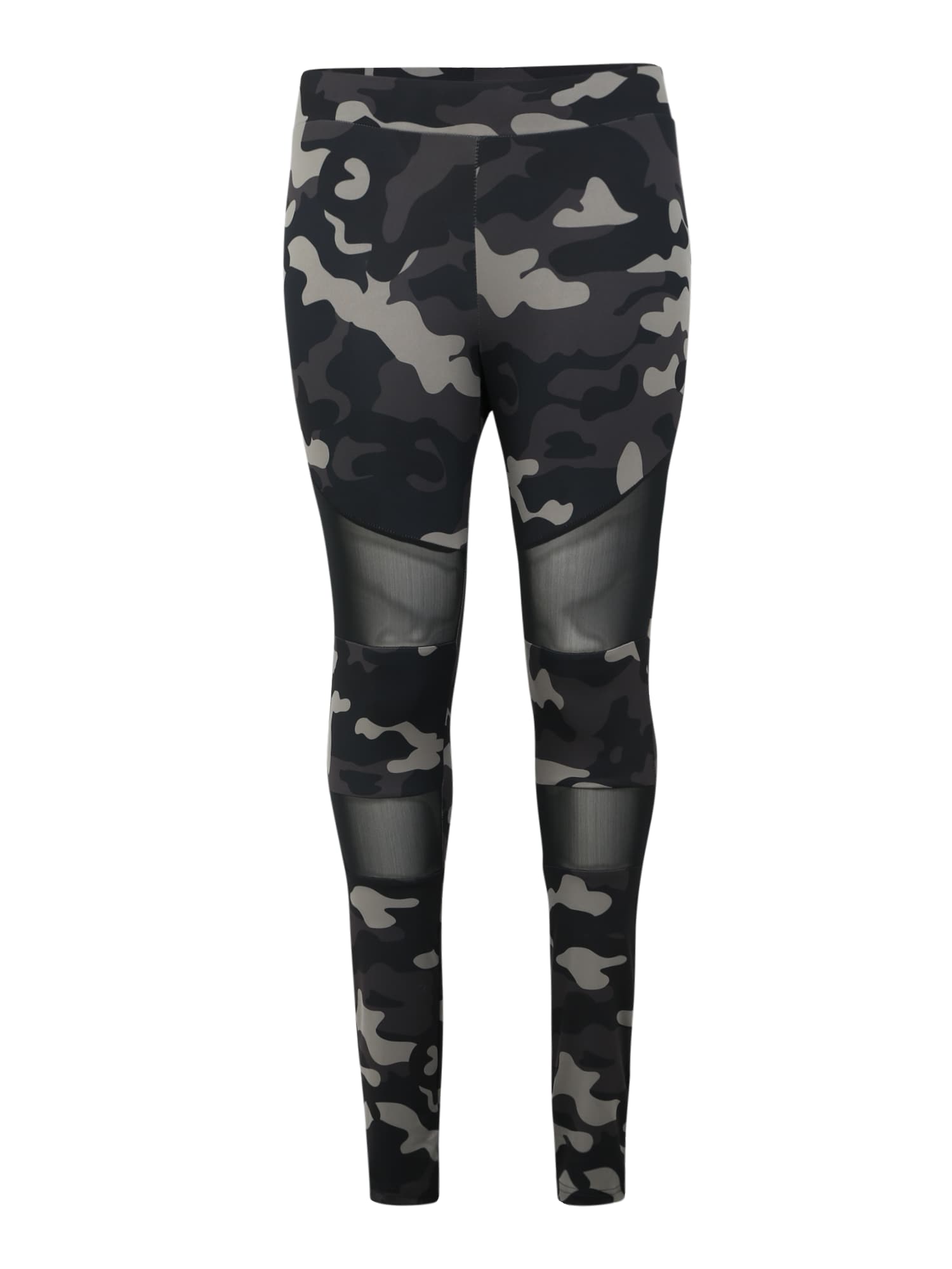 Urban Classics Curvy Leggings 'Ladies Camo Tech Mesh Leggings' gri / negru / alb