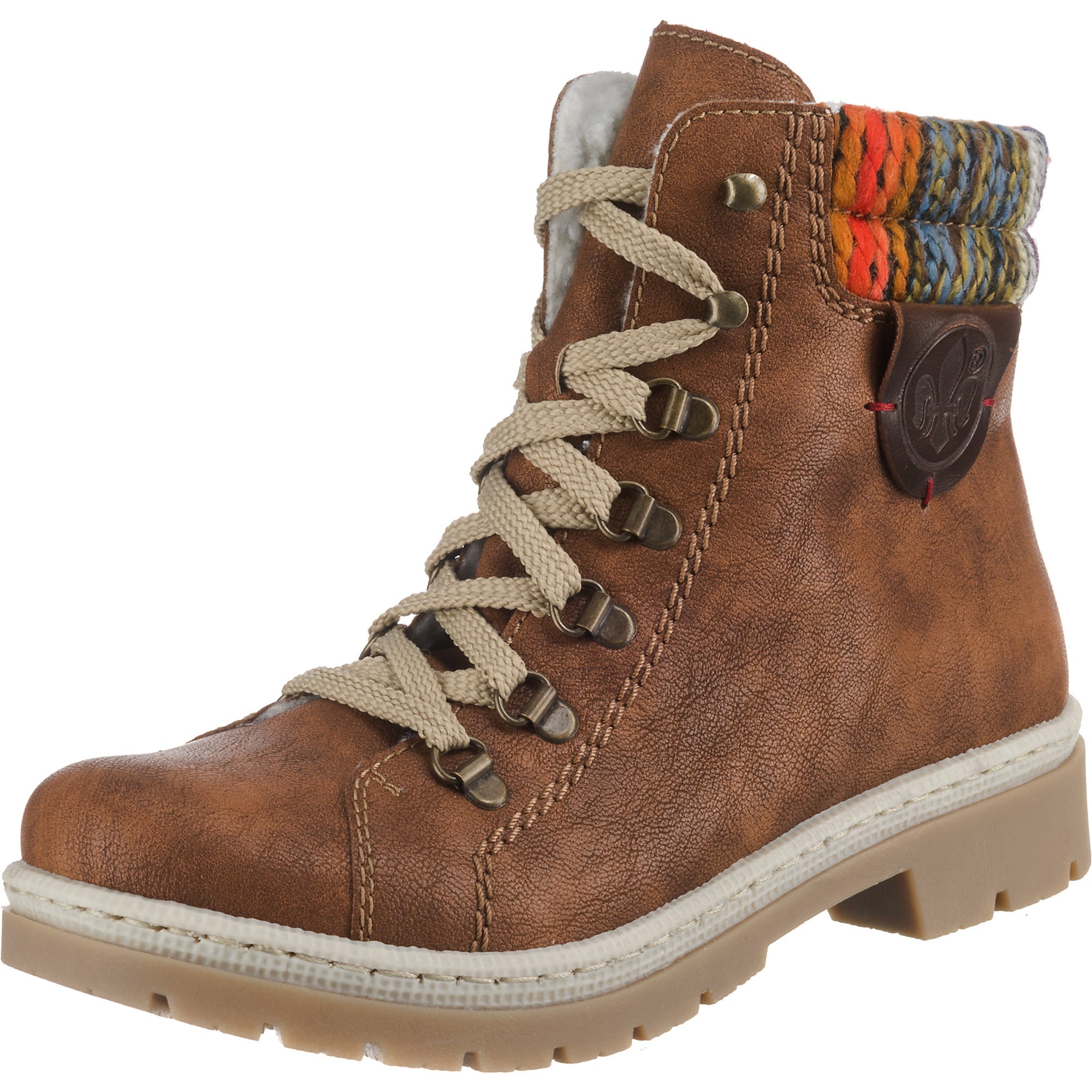 RIEKER Ghete cu șireturi  maro / culori mixte