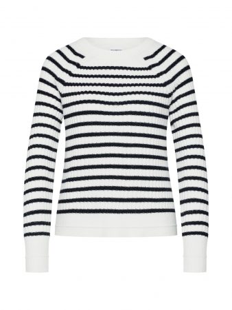 Noisy May Pulover 'NMVINCE L/S O-NECK KNIT'  negru / alb