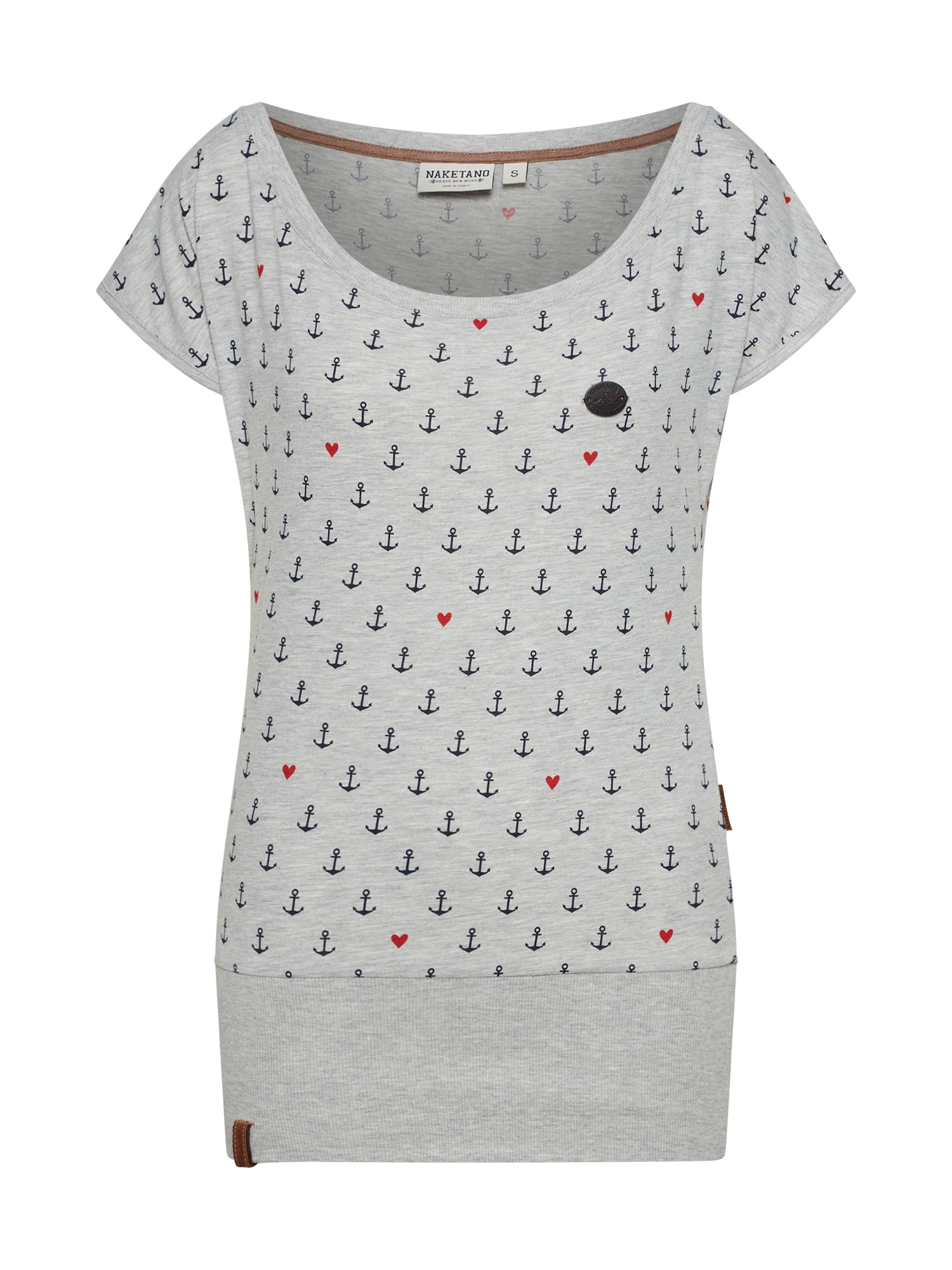 Naketano Tricou 'Diplomator Terminator'  gri metalic / gri amestecat / roșu