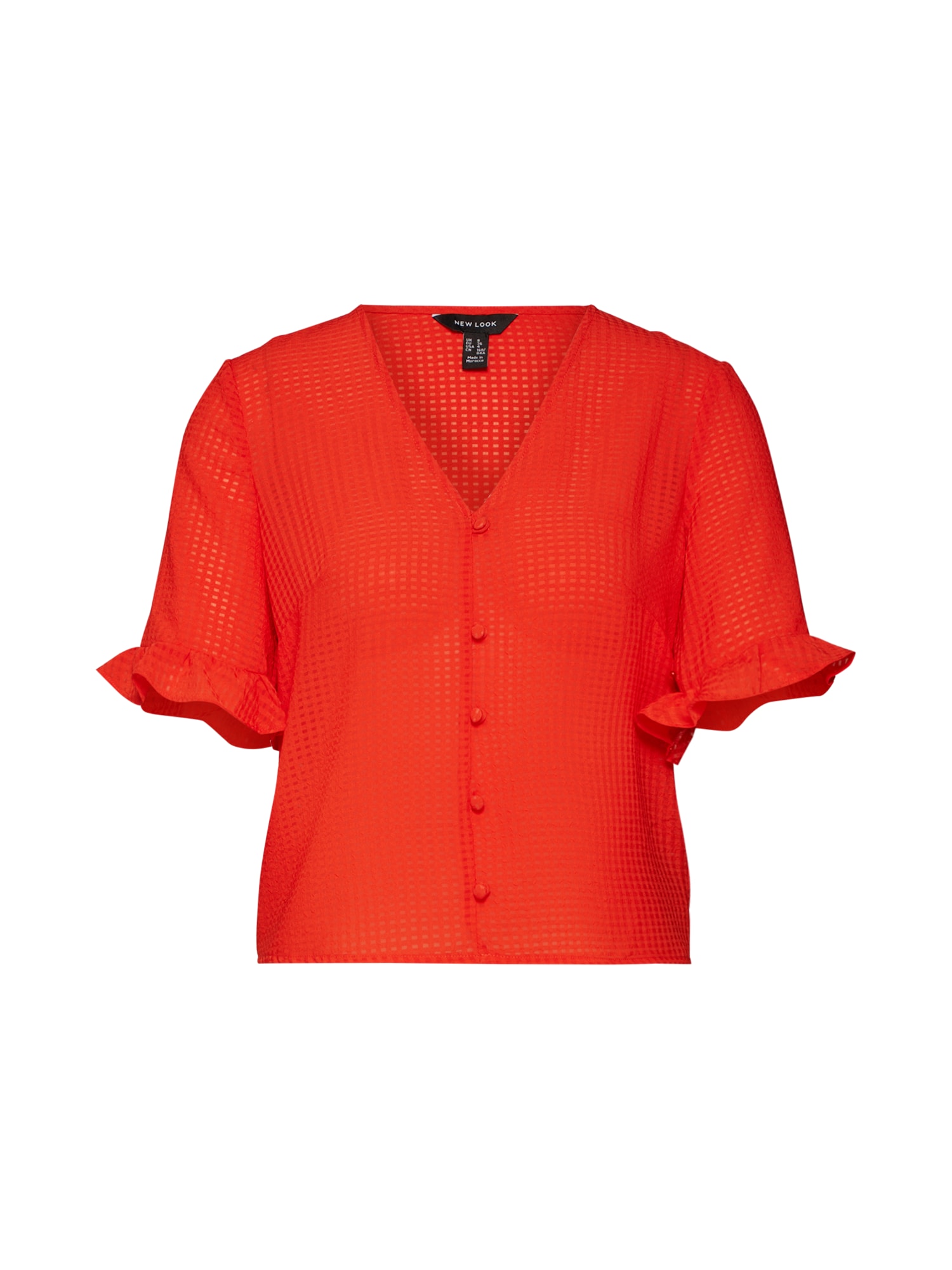 NEW LOOK Bluză 'T FRIEDA GINGHAM FRILL SLV SHELL'  roșu
