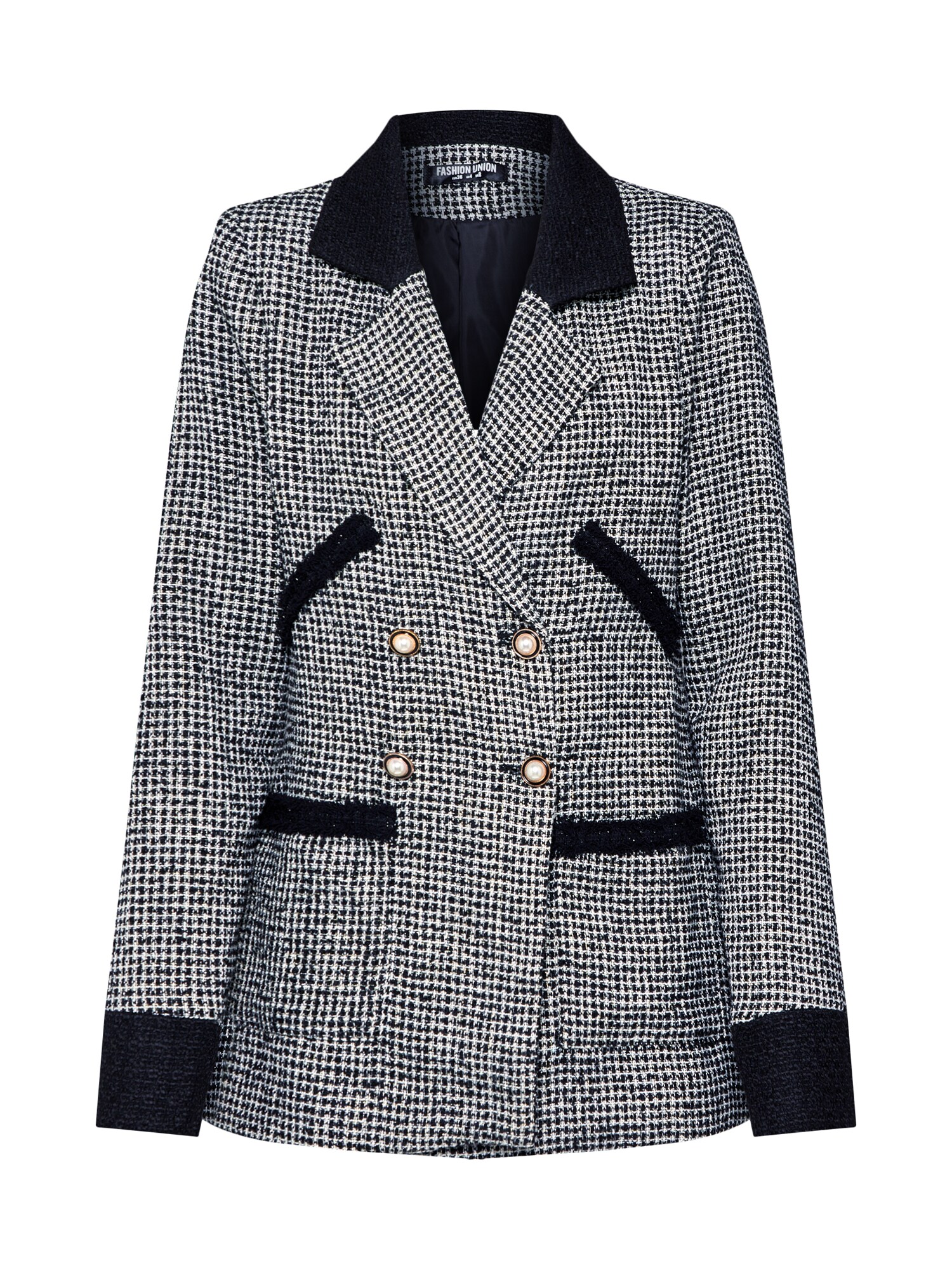 Fashion Union Sacou 'ARLIE' negru / alb