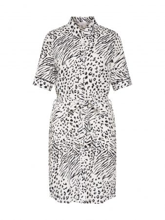 ICHI Rochie tip bluză 'ROSY DR'  negru / alb