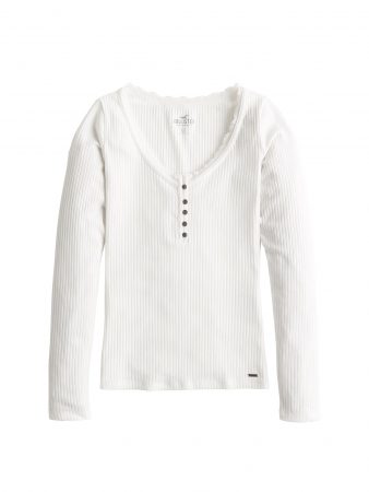 HOLLISTER Tricou 'XM19-LS LACE VOOP 4CC'  alb