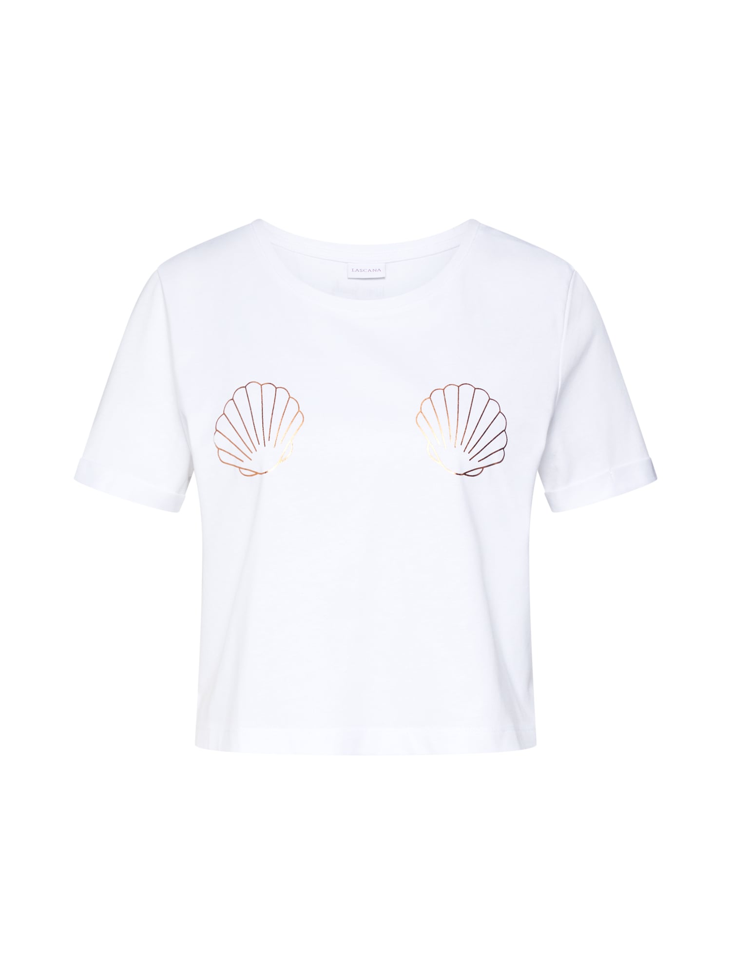 LASCANA Tricou  auriu - roz / alb