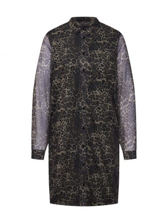 OBJECT Rochie tip bluză 'OBJVIVIANA L/S SHIRT DRESS A RT'  maro / negru