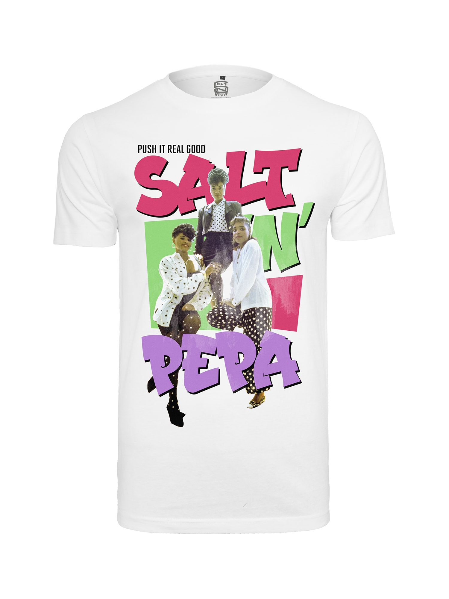 Merchcode Tricou 'Ladies Salt N Pepa Tee'  verde deschis / mov deschis / roz / alb