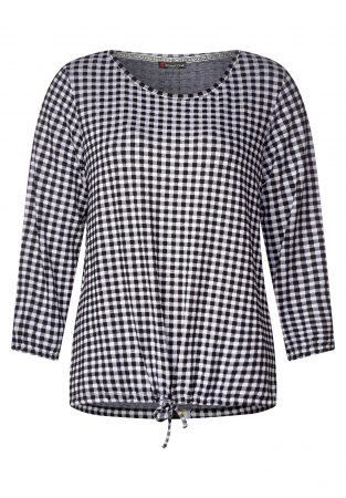 STREET ONE Tricou 'Vichy Dessin'  negru / alb