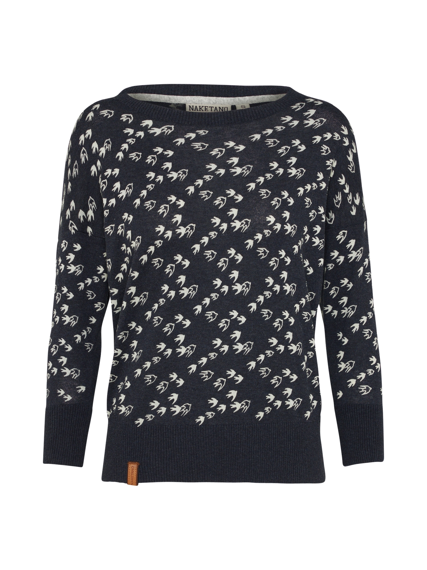 Naketano Pulover 'Maja Will Vögel(N)'  albastru noapte / alb