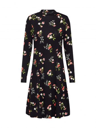 Dorothy Perkins Rochie 'WINTER FLORAL PRINT HIGH NECK SWING'  verde / roșu / negru