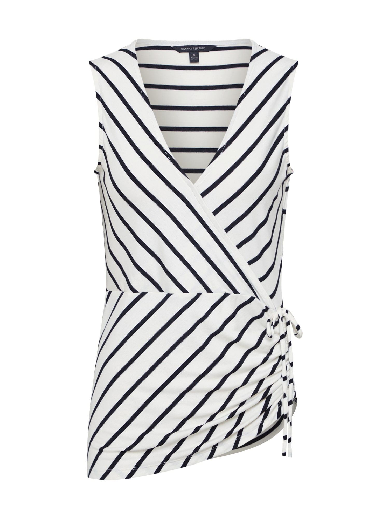 Banana Republic Top 'SL SOFT STRETCH WRAP TOP' albastru închis / alb