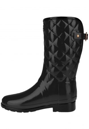 HUNTER Cizme de cauciuc 'REFINED GLOSS QUILT SHORT'  negru