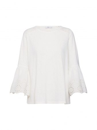 EDC BY ESPRIT Tricou 'Broidery'  alb natural