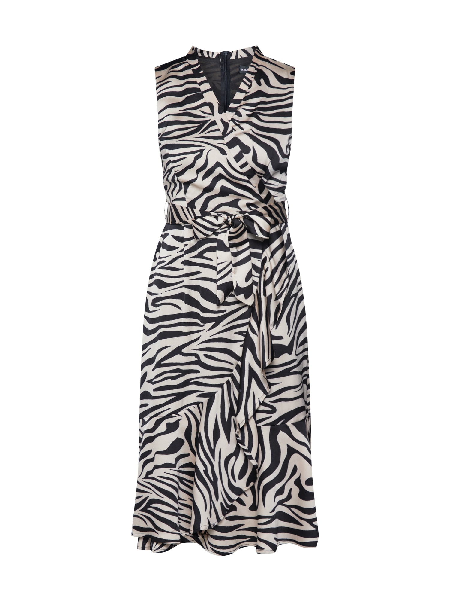 Mela London Rochie 'WRAP EFFECT' negru / alb