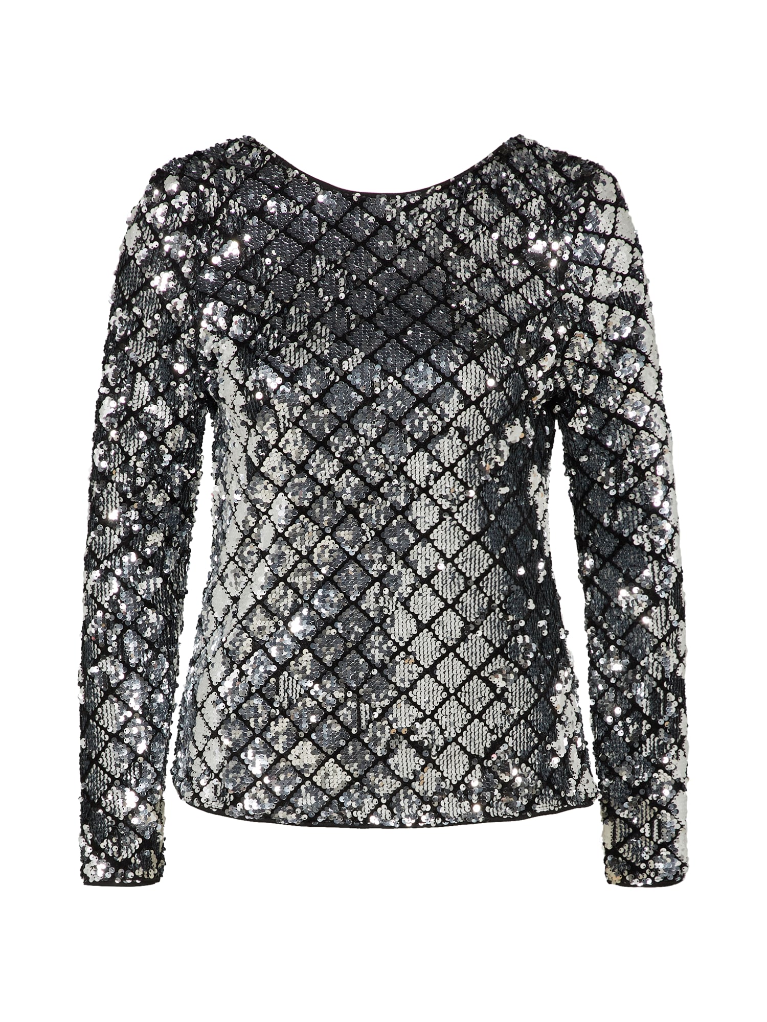 ICHI Tricou  negru / argintiu