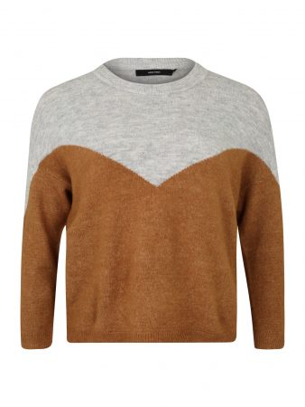 Vero Moda Curve Pulover 'MRANA'  maro / gri amestecat