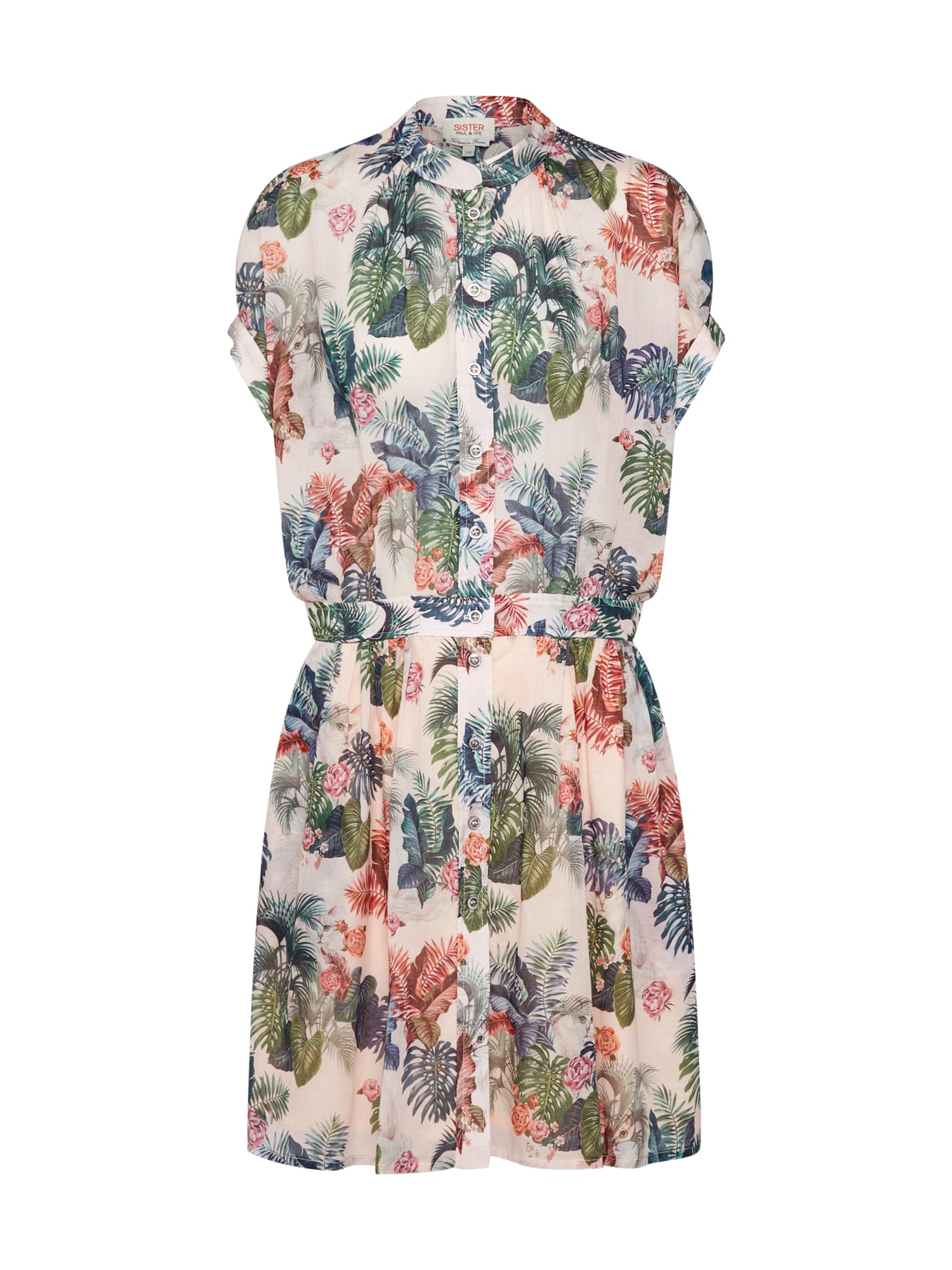 PAUL & JOE SISTER Rochie tip bluză 'TROPICAT'  verde / alb