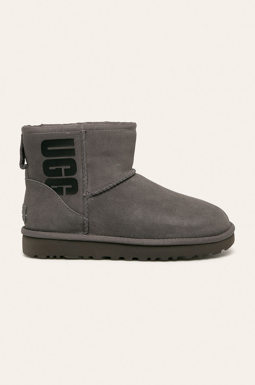 UGG - Bocanci de piele Classic Mini Ugg Rubber Logo